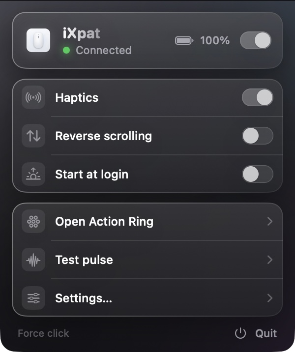 iXpat menu bar popover